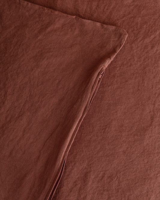 Flax Linen Duvet Cover - Terracotta