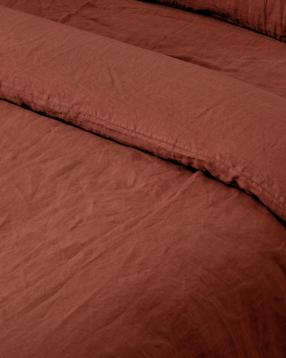 Flax Linen Fitted Sheet - Terracotta