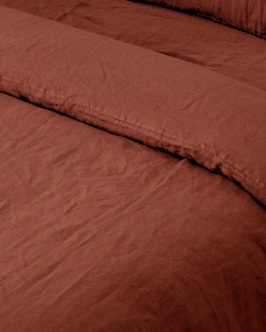Flax Linen Fitted Sheet - Terracotta
