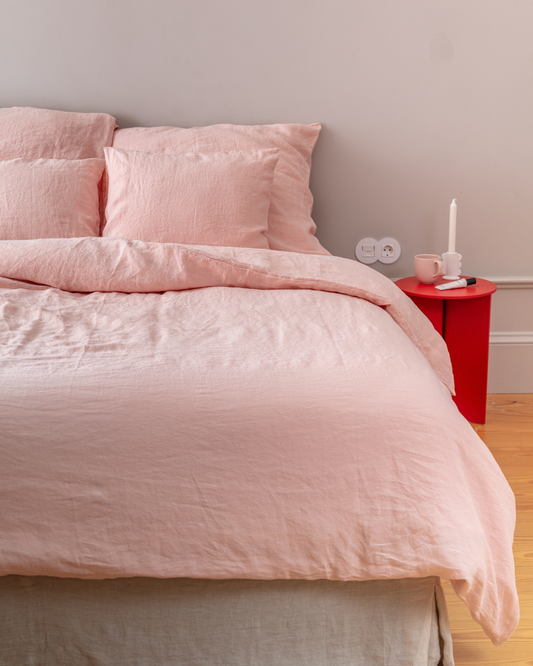 Flax Linen Duvet Cover - Blush