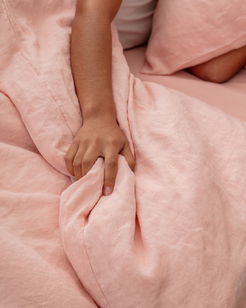 Flax Linen Duvet Cover - Blush
