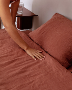 Flax Linen Duvet Cover - Terracotta