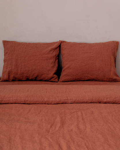 Flax Linen Duvet Cover - Terracotta