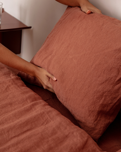 Flax Linen Pillowcase - Terracotta (set of 2)