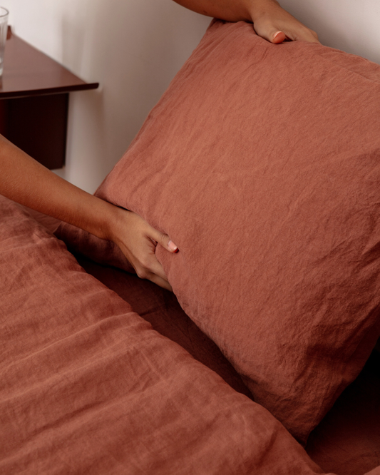 Flax Linen Pillowcase - Terracotta (set of 2)