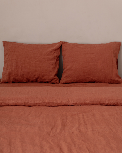 Flax Linen Pillowcase - Terracotta (set of 2)