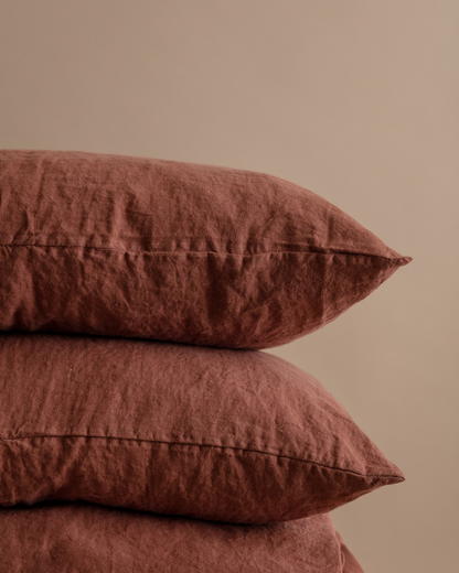 Flax Linen Pillowcase - Terracotta (set of 2)
