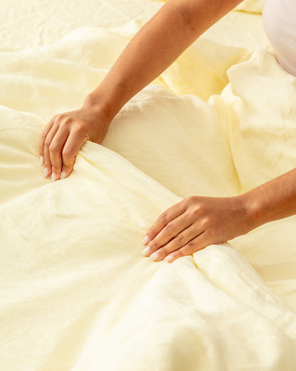 Flax Linen Duvet Cover - Butter