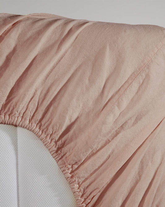 Flax Linen Fitted Sheet - Blush