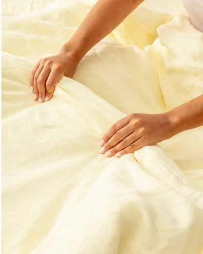 Flax Linen Fitted Sheet - Butter