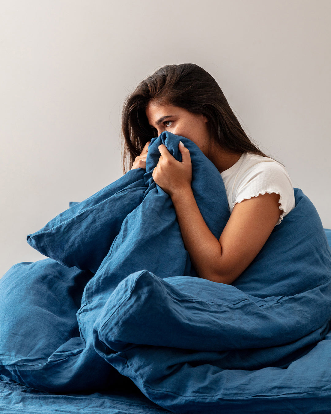 Flax Linen Duvet Cover - Navy