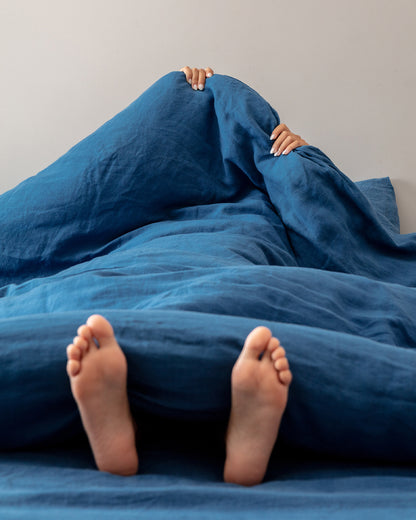 Flax Linen Duvet Cover - Navy