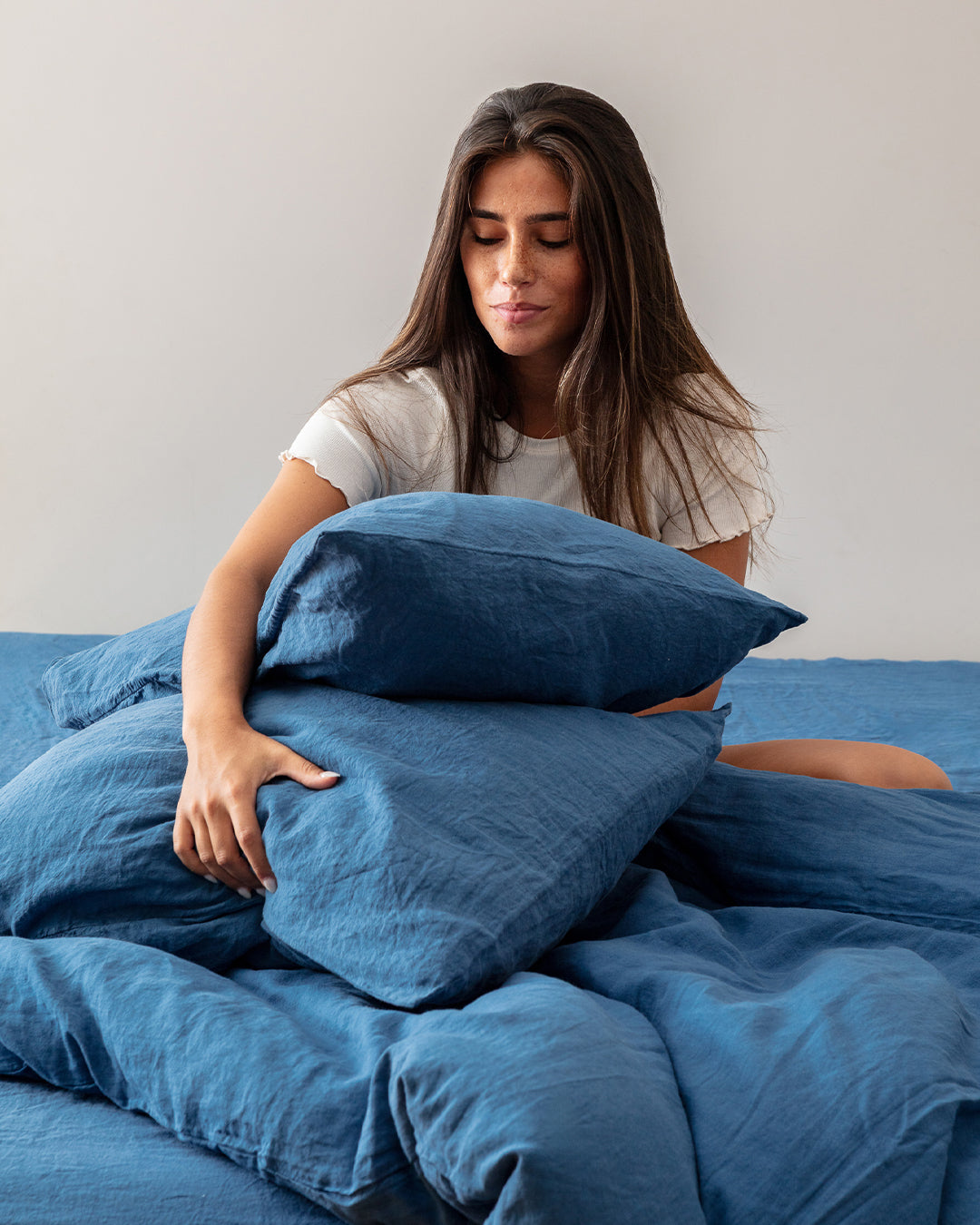 Flax Linen Duvet Cover - Navy