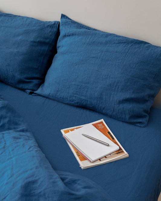 Flax Linen Pillowcase - Navy (set of 2)