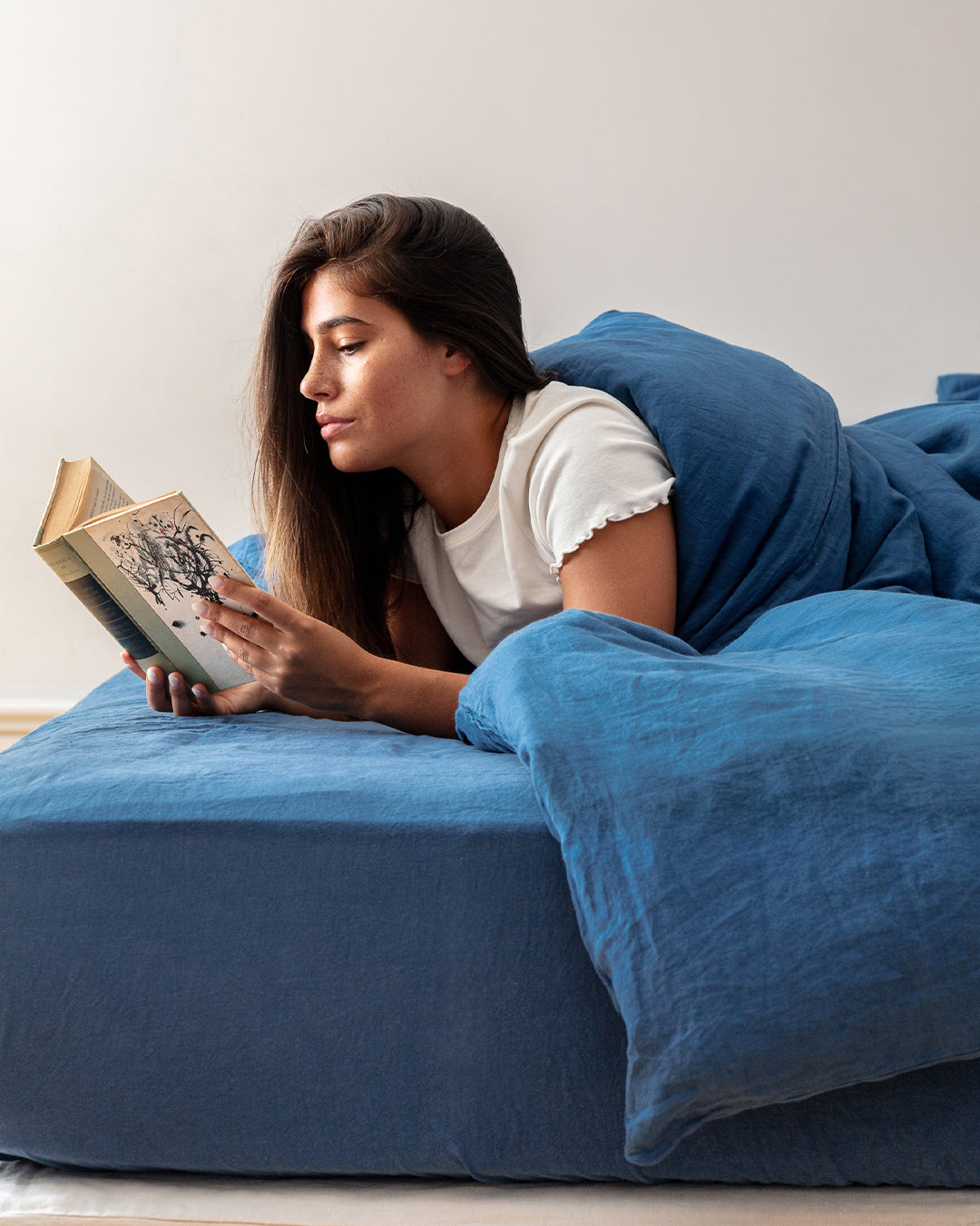 Flax Linen Fitted Sheet - Navy