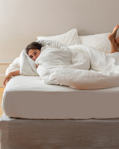 Flax Linen Fitted Sheet - Cream